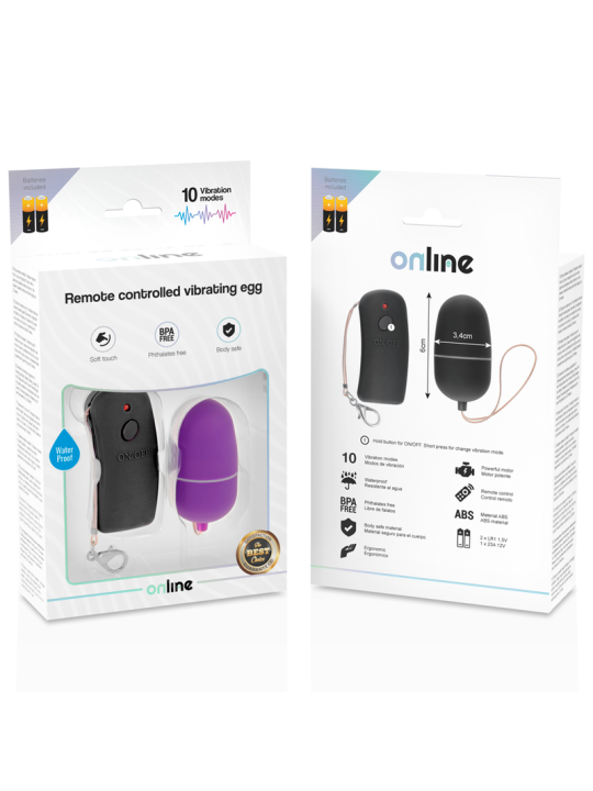 HUEVO VIBRADOR CON MANDO REMOTO 10 MODOS LILA DE LA MARCA ONLINE