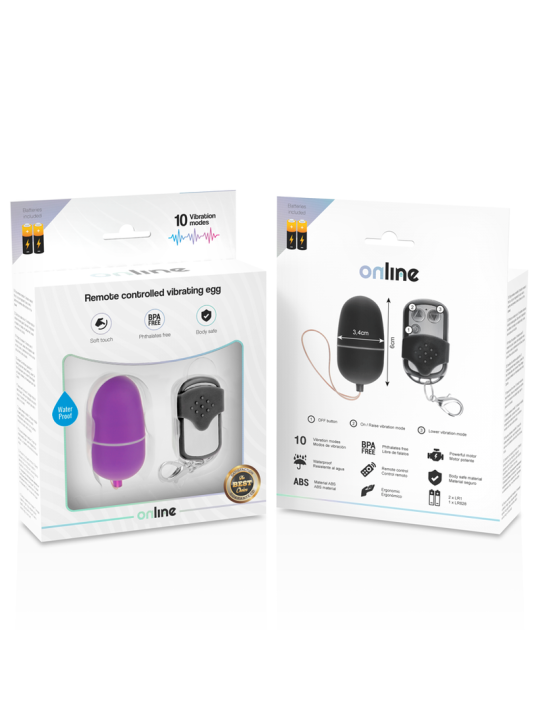 HUEVO VIBRADOR CON CONTROL REMOTO 10 MODOS LILA DE LA MARCA ONLINE