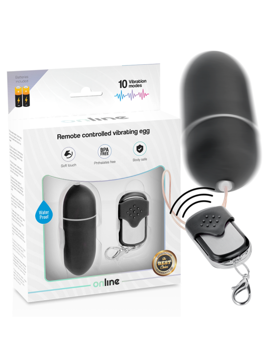 HUEVO VIBRADOR REMOTO 10 MODOS NEGRO DISCRETO DE LA MARCA ONLINE