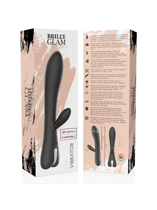 VIBRADOR ERIK CON WATCHME - SILICONA SUAVE, 10 MODOS, USB DE LA MARCA BRILLY GLAM