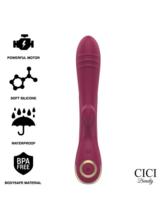 VIBRADOR CONEJO SILICONA RECARGABLE 10 MODOS DE LA MARCA CICI BEAUTY