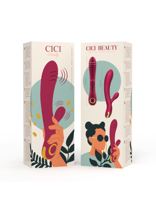VIBRADOR CONEJO SILICONA RECARGABLE 10 MODOS DE LA MARCA CICI BEAUTY