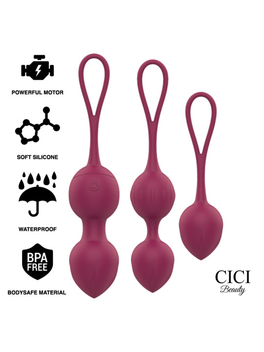 BOLAS KEGEL VIBRANTES SILICONA PREMIUM CON MANDO REMOTO DE LA MARCA CICI BEAUTY