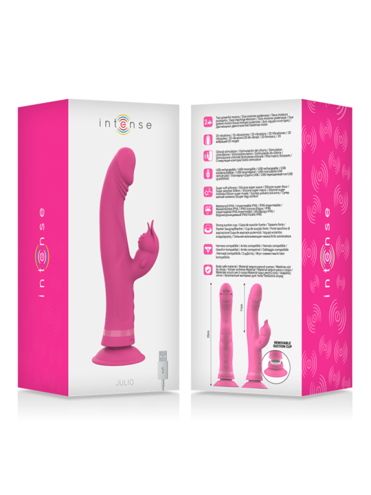 VIBRADOR RABBIT JULIO SILICONA ROSA 30 MODOS DE LA MARCA INTENSE FUN