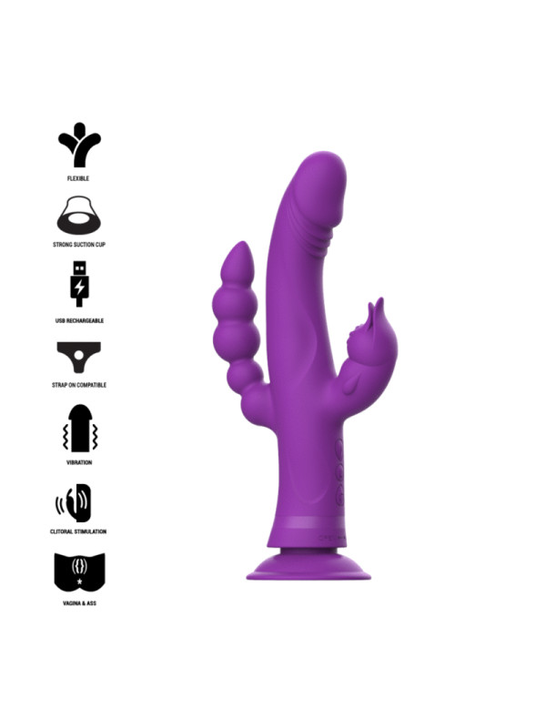 VIBRADOR RABBIT TRIPLE MOTOR SILICONA 30 MODOS CASANOVA DE LA MARCA INTENSE FUN