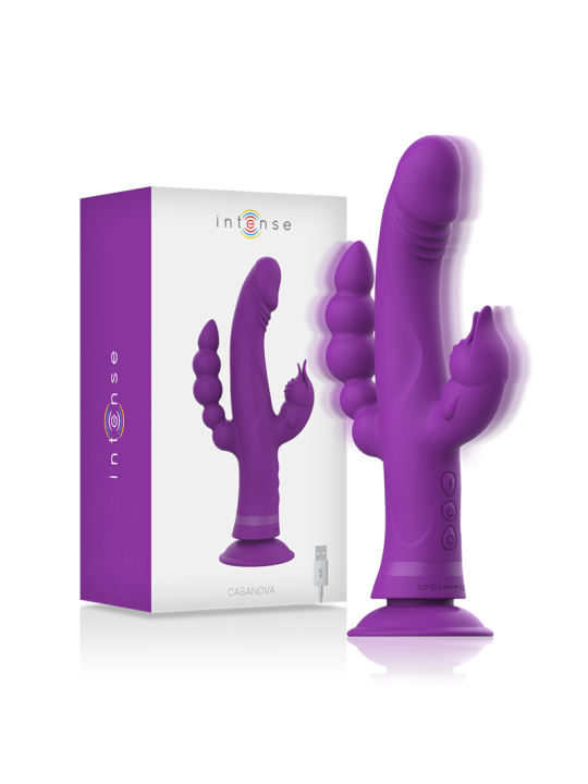 VIBRADOR RABBIT TRIPLE MOTOR SILICONA 30 MODOS CASANOVA DE LA MARCA INTENSE FUN