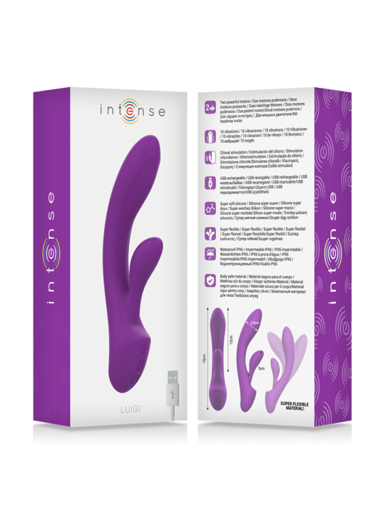 VIBRADOR RABBIT DOBLE ESTIMULACIÓN SILICONA LIQUIDA DE LA MARCA INTENSE FUN