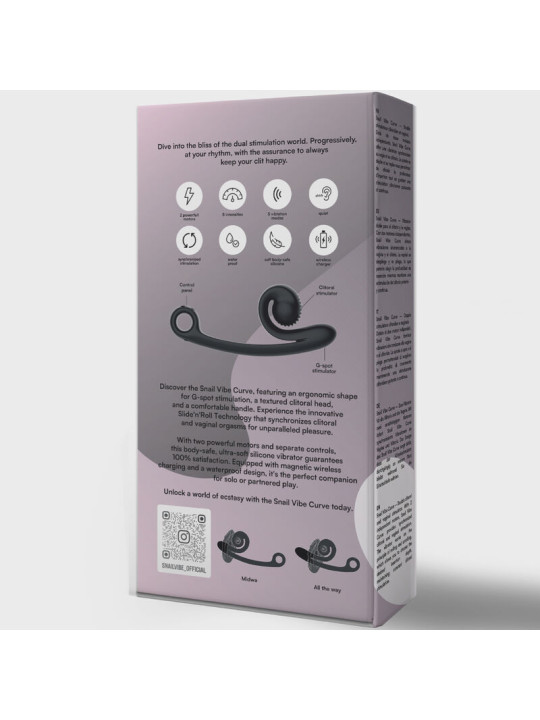 VIBRADOR CURVE PUNTO G Y CLÍTORIS SILICONA DE LA MARCA SNAIL VIBE