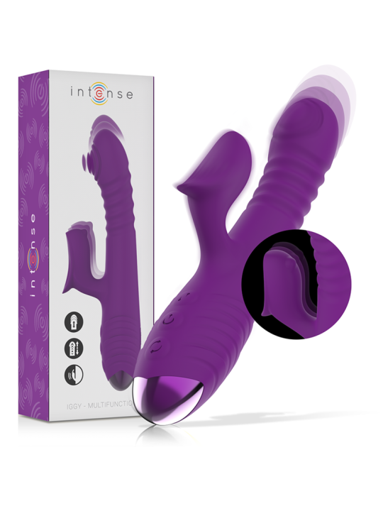 VIBRADOR RECARGABLE IGGY CON ESTIMULADOR DE CLÍTORIS MORADO DE LA MARCA INTENSE FUN