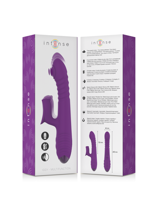 VIBRADOR RECARGABLE IGGY CON ESTIMULADOR DE CLÍTORIS MORADO DE LA MARCA INTENSE FUN