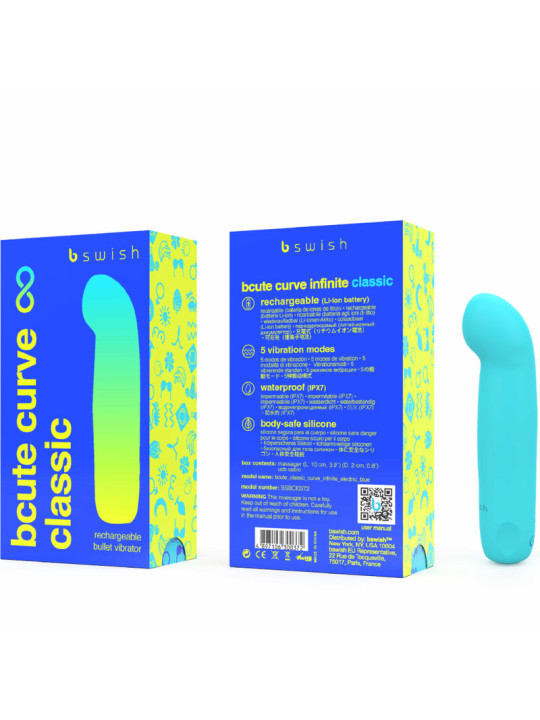 VIBRADOR BCUTE CURVE INFINITE SILICONA AZUL RECARGABLE DE LA MARCA B SWISH