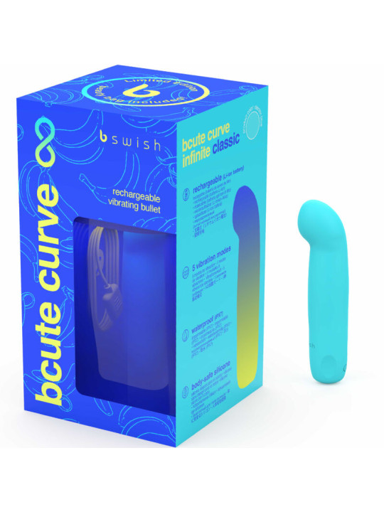 VIBRADOR BCUTE CURVE INFINITE SILICONA AZUL RECARGABLE DE LA MARCA B SWISH