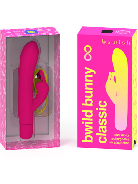 VIBRADOR RECARGABLE BUNNY INFINITE SILICONA ROSA 8 MODOS DE LA MARCA B SWISH