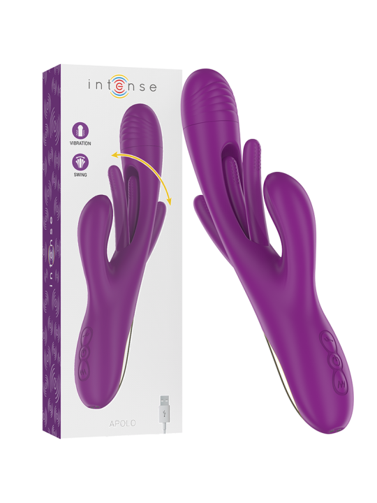 VIBRADOR APOLO RECARGABLE 7 VIBRACIONES LENGUA OSCILANTE MORADO DE LA MARCA INTENSE FUN