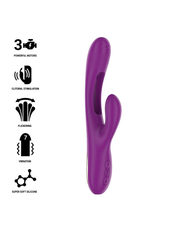 VIBRADOR APOLO RECARGABLE 7 VIBRACIONES LENGUA OSCILANTE MORADO DE LA MARCA INTENSE FUN