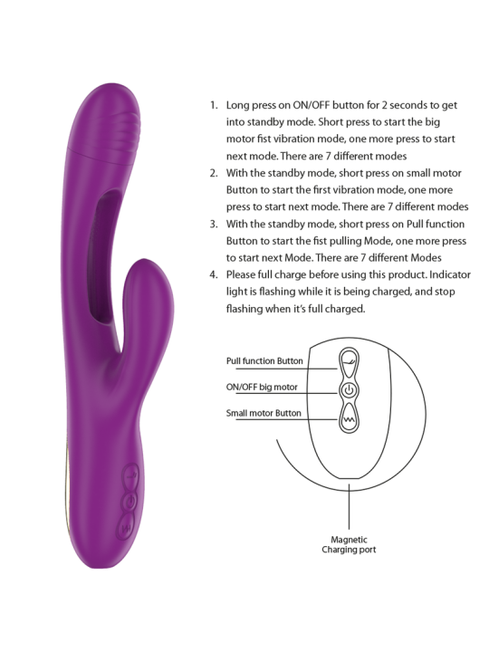 VIBRADOR APOLO RECARGABLE 7 VIBRACIONES LENGUA OSCILANTE MORADO DE LA MARCA INTENSE FUN