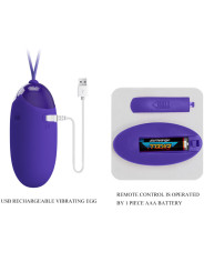 HUEVO VIBRADOR REMOTO 12 MODOS SILICONA VIOLETA DE LA MARCA PRETTY LOVE YOUTH