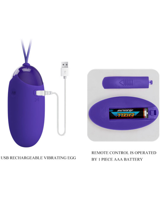 HUEVO VIBRADOR REMOTO 12 MODOS SILICONA VIOLETA DE LA MARCA PRETTY LOVE YOUTH