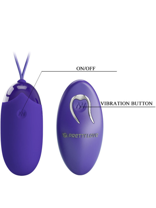 HUEVO VIBRADOR REMOTO 12 MODOS SILICONA VIOLETA DE LA MARCA PRETTY LOVE YOUTH