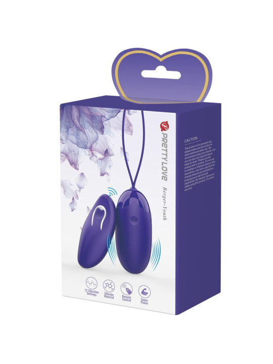 HUEVO VIBRADOR REMOTO 12 MODOS SILICONA VIOLETA DE LA MARCA PRETTY LOVE YOUTH