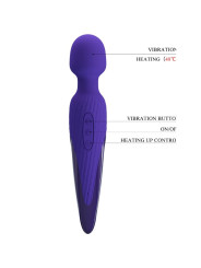 VIBRADOR WAND EFECTO CALOR 7 MODOS SILICONA VIOLETA DE LA MARCA PRETTY LOVE YOUTH