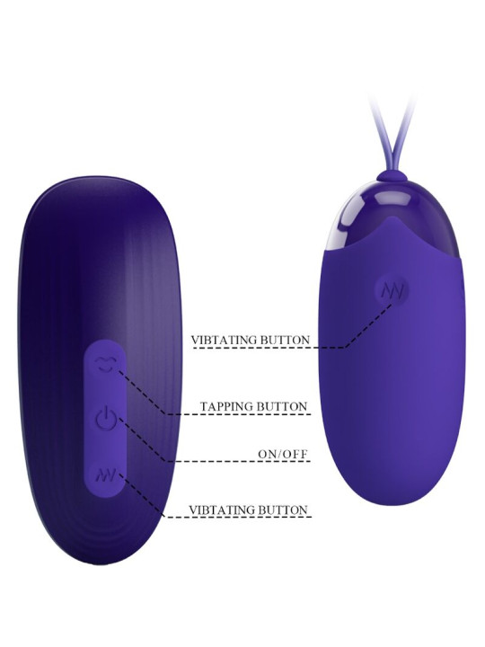 HUEVO VIBRADOR RECARGABLE CON 12 MODOS Y GOLPETEO DE LA MARCA PRETTY LOVE YOUTH