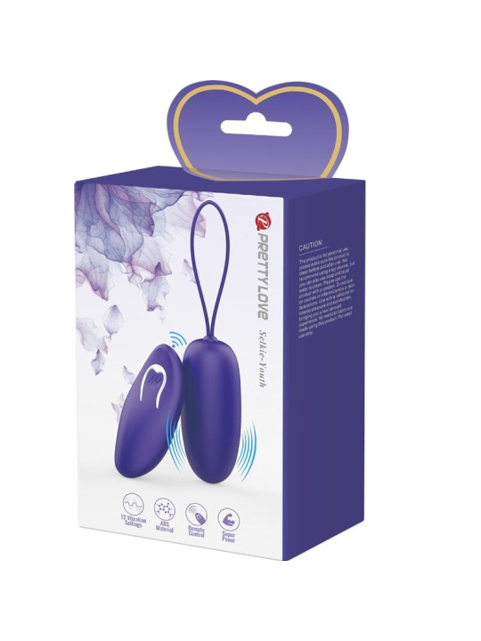 HUEVO VIBRADOR REMOTO INALÁMBRICO 12 MODOS VIOLETA DE LA MARCA PRETTY LOVE YOUTH
