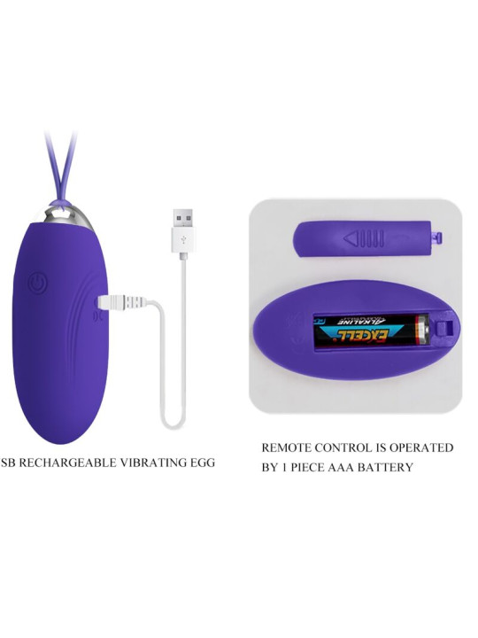 HUEVO VIBRADOR REMOTO 12 MODOS VIOLETA JENNY YOUTH DE LA MARCA PRETTY LOVE YOUTH