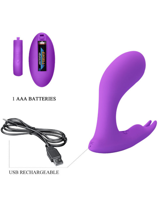 MASAJADOR VIBRADOR CONTROL REMOTO VIOLETA 12 MODOS DE LA MARCA PRETTY LOVE BOTTOM