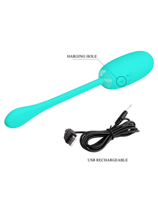 HUEVO VIBRADOR RECARGABLE IMPERMEABLE 12 MODOS VERDE AGUA DE LA MARCA PRETTY LOVE SMART