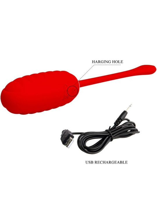 HUEVO VIBRADOR RECARGABLE SILICONA 12 FUNCIONES ROJO DE LA MARCA PRETTY LOVE SMART