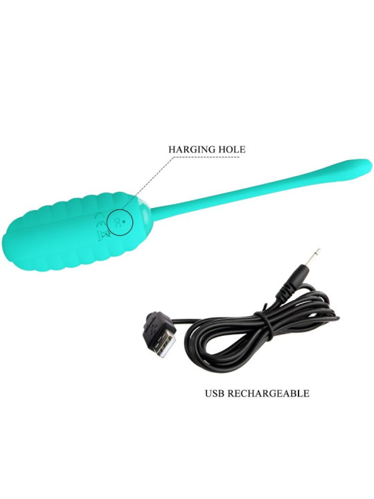 HUEVO VIBRADOR RECARGABLE SILICONA 12 MODOS VERDE AGUA DE LA MARCA PRETTY LOVE SMART