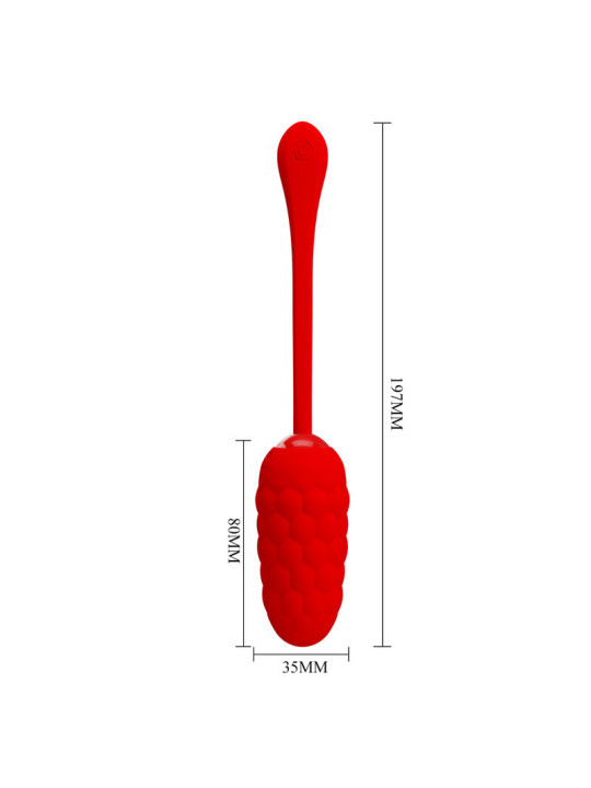HUEVO VIBRADOR SILICONA 12 FUNCIONES RECARGABLE ROJO DE LA MARCA PRETTY LOVE SMART