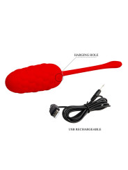 HUEVO VIBRADOR SILICONA 12 FUNCIONES RECARGABLE ROJO DE LA MARCA PRETTY LOVE SMART