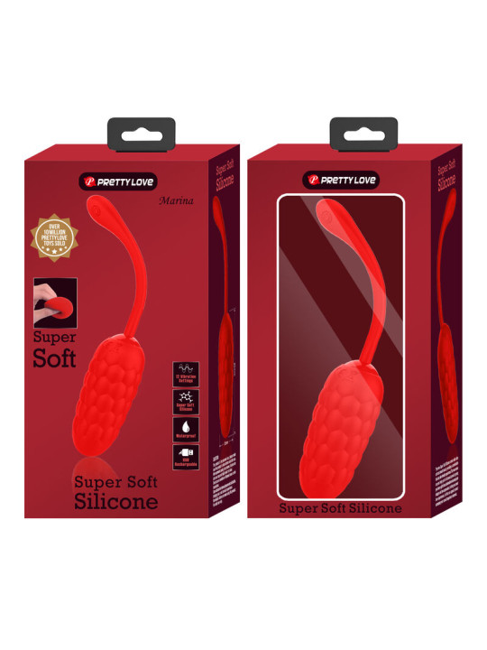 HUEVO VIBRADOR SILICONA 12 FUNCIONES RECARGABLE ROJO DE LA MARCA PRETTY LOVE SMART