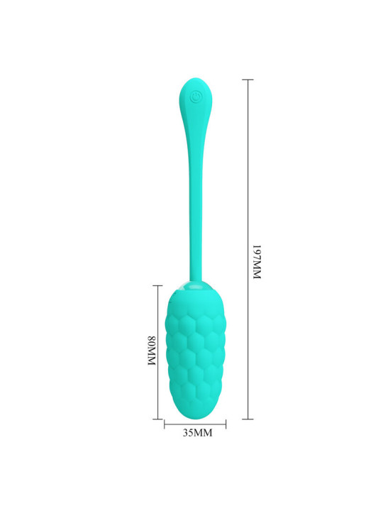 HUEVO VIBRADOR SILICONA 12 FUNCIONES RECARGABLE VERDE AGUA DE LA MARCA PRETTY LOVE SMART