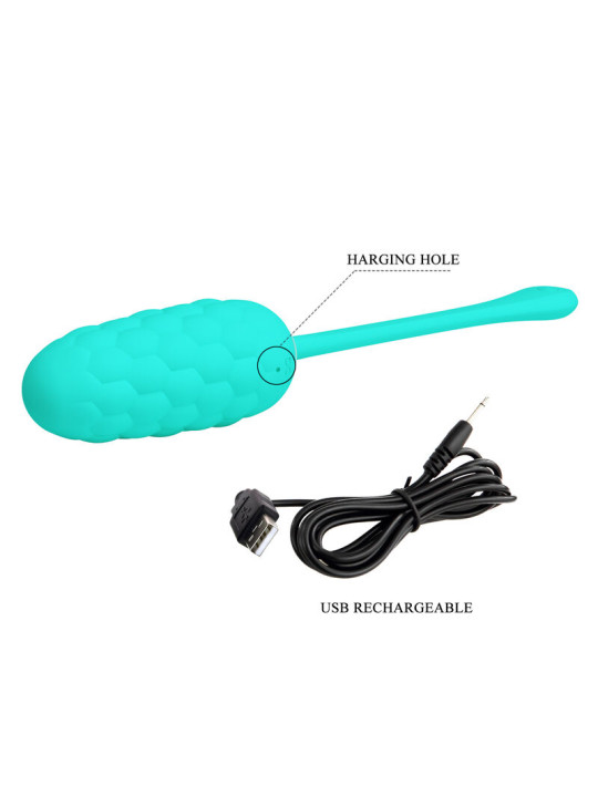 HUEVO VIBRADOR SILICONA 12 FUNCIONES RECARGABLE VERDE AGUA DE LA MARCA PRETTY LOVE SMART