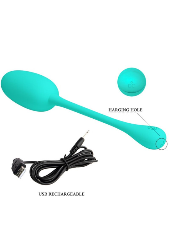 HUEVO VIBRADOR RECARGABLE 12 MODOS SILICONA VERDE AGUA DE LA MARCA PRETTY LOVE FLIRTATION