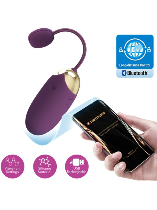 HUEVO VIBRADOR ABNER APP LILA CON CONTROL REMOTO DE LA MARCA PRETTY LOVE