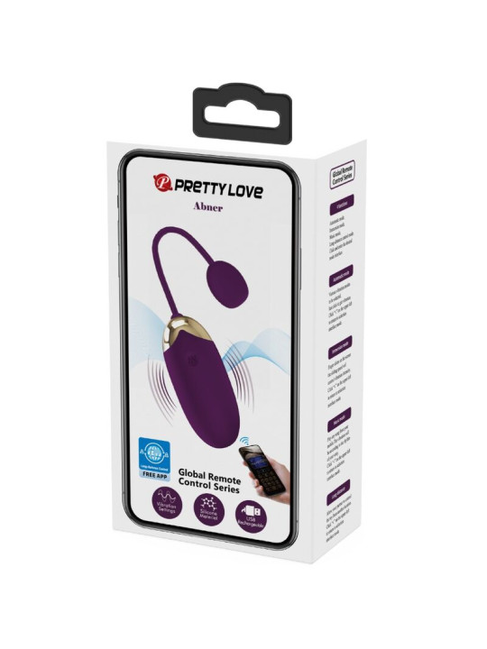HUEVO VIBRADOR ABNER APP LILA CON CONTROL REMOTO DE LA MARCA PRETTY LOVE