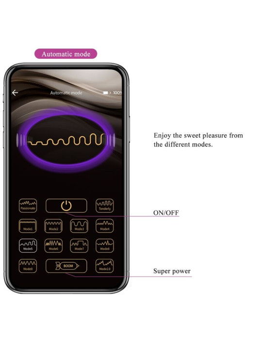 HUEVO VIBRADOR ABNER APP LILA CON CONTROL REMOTO DE LA MARCA PRETTY LOVE