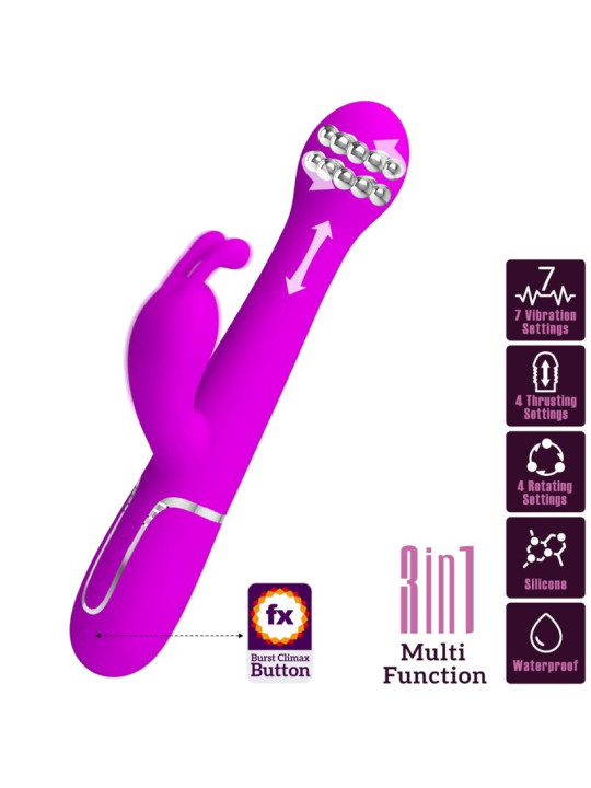 VIBRADOR RABBIT 3 EN 1 MULTIFUNCIÓN 7 MODOS VIOLETA DE LA MARCA PRETTY LOVE FLIRTATION