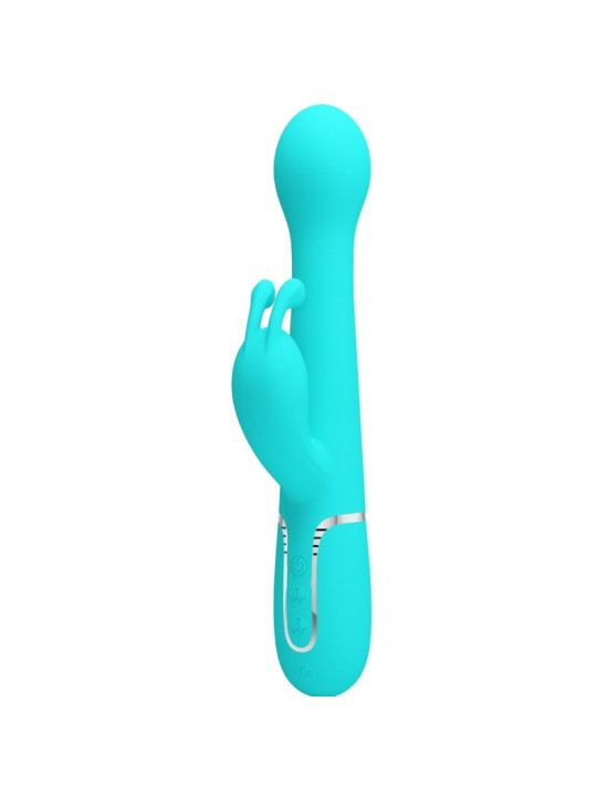 VIBRADOR RABBIT 3 EN 1 MULTIFUNCIÓN 7 MODOS VERDE AGUA DE LA MARCA PRETTY LOVE FLIRTATION