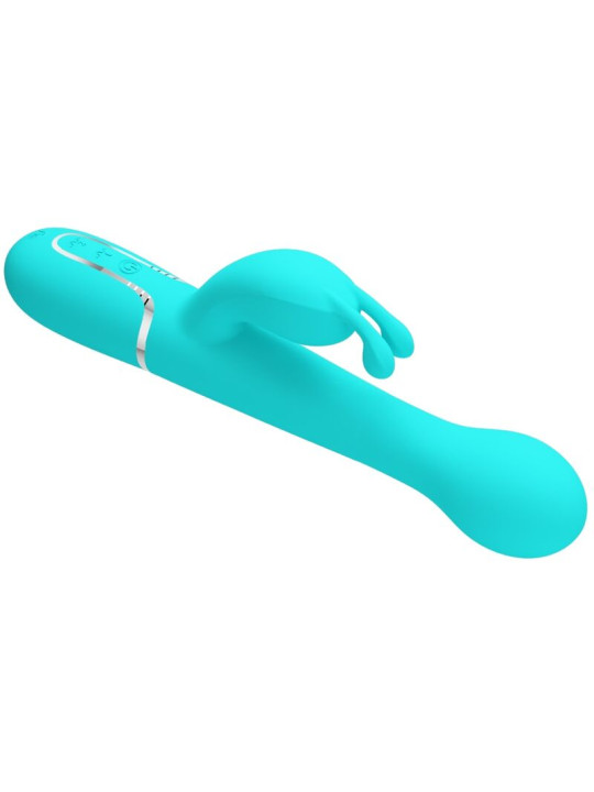 VIBRADOR RABBIT 3 EN 1 MULTIFUNCIÓN 7 MODOS VERDE AGUA DE LA MARCA PRETTY LOVE FLIRTATION