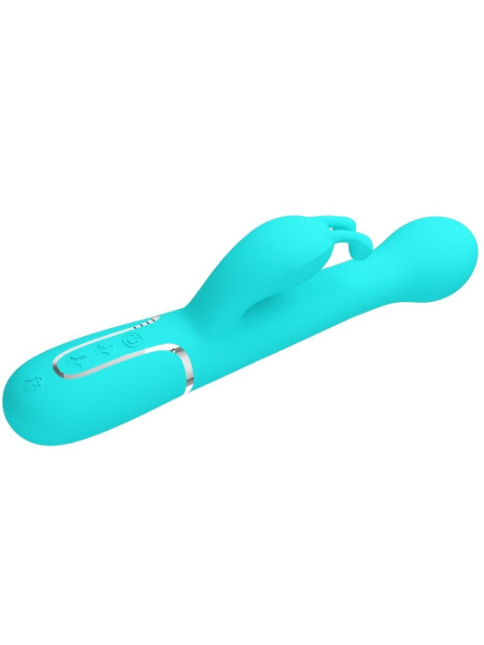 VIBRADOR RABBIT 3 EN 1 MULTIFUNCIÓN 7 MODOS VERDE AGUA DE LA MARCA PRETTY LOVE FLIRTATION