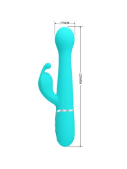 VIBRADOR RABBIT 3 EN 1 MULTIFUNCIÓN 7 MODOS VERDE AGUA DE LA MARCA PRETTY LOVE FLIRTATION