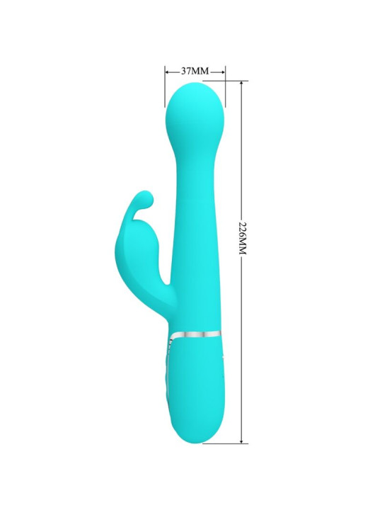 VIBRADOR RABBIT 3 EN 1 MULTIFUNCIÓN 7 MODOS VERDE AGUA DE LA MARCA PRETTY LOVE FLIRTATION
