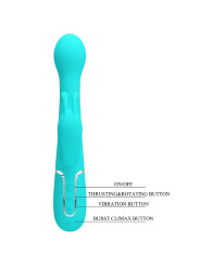 VIBRADOR RABBIT 3 EN 1 MULTIFUNCIÓN 7 MODOS VERDE AGUA DE LA MARCA PRETTY LOVE FLIRTATION