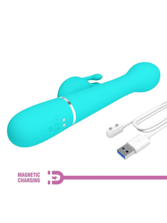 VIBRADOR RABBIT 3 EN 1 MULTIFUNCIÓN 7 MODOS VERDE AGUA DE LA MARCA PRETTY LOVE FLIRTATION