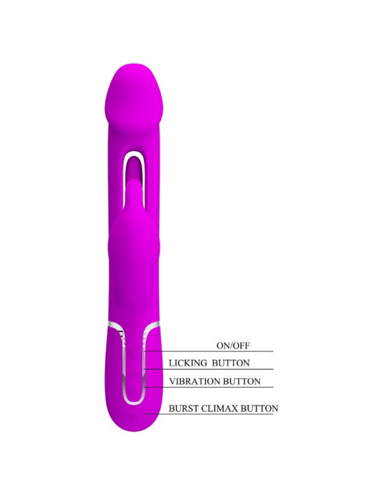 VIBRADOR RABBIT 3 EN 1 CON LENGUA Y VIBRACIÓN INTENSA DE LA MARCA PRETTY LOVE FLIRTATION